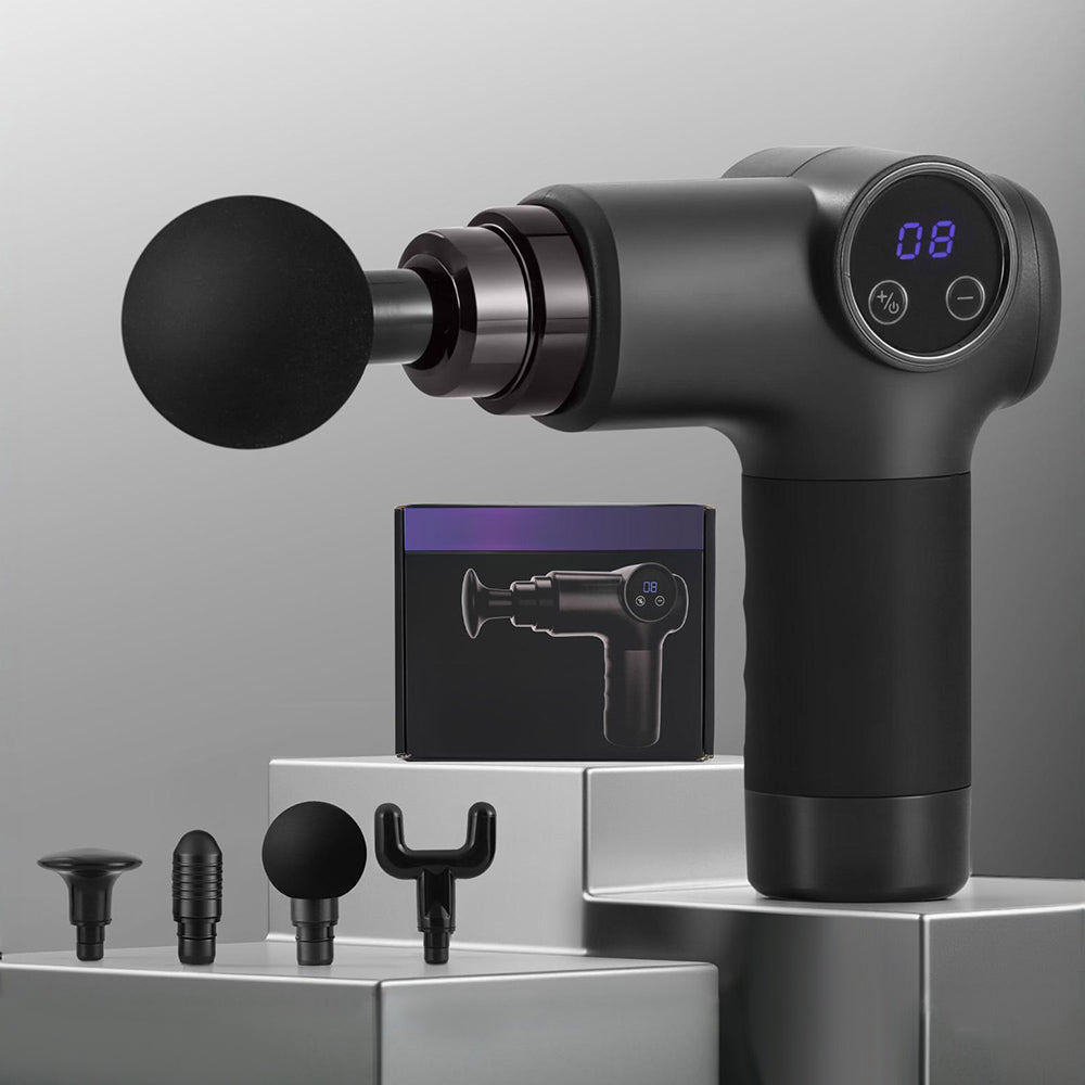 Everfit Massage Gun 8 Speed 4 Heads Vibration Muscle Massager Chargeable Black MG-B-1500-4H-BK