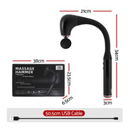Everfit Massage Gun U-shaped Extended Handle Percussion Massager 4 Heads MG-B-1500-U-4H-BK