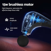 Everfit Massage Gun U-shaped Extended Handle Percussion Massager 4 Heads MG-B-1500-U-4H-BK