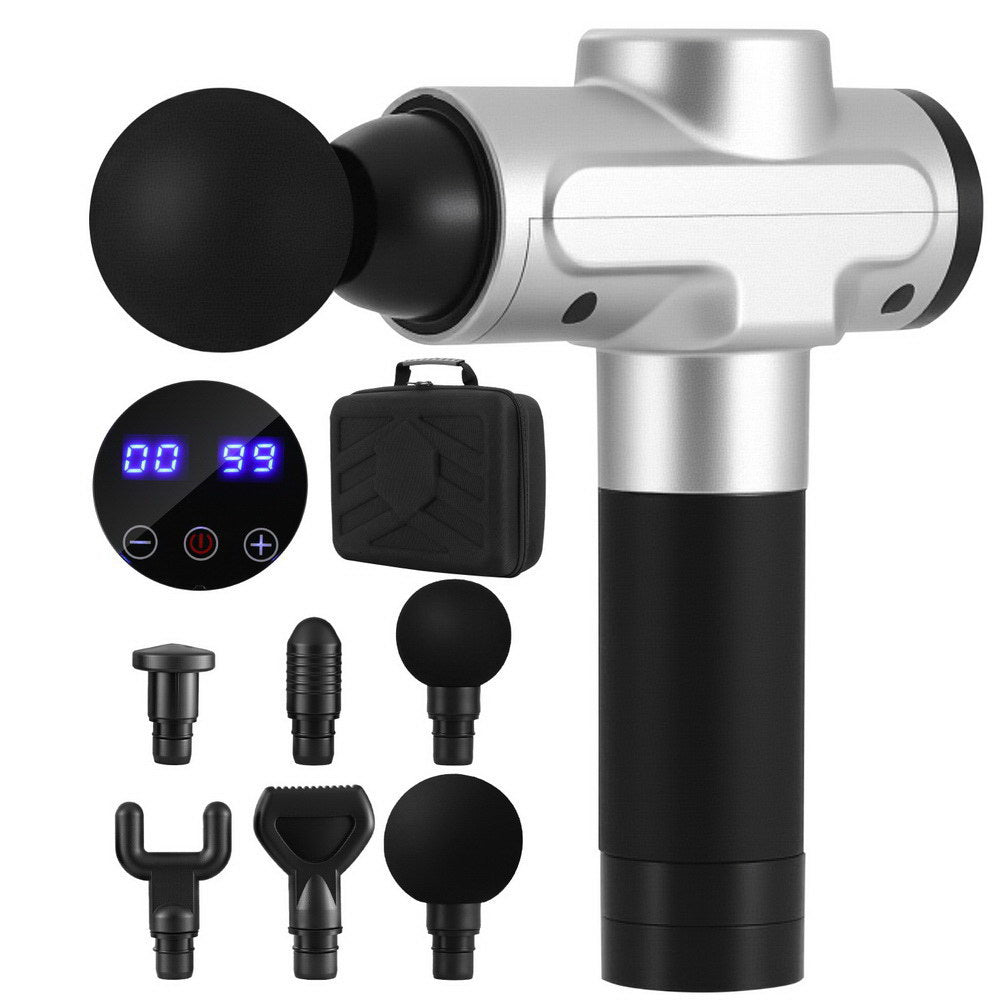 Everfit Massage Gun 30 Speed 6 Heads Vibration Muscle Massager Chargeable Silver MG-B-2000-4H-SI