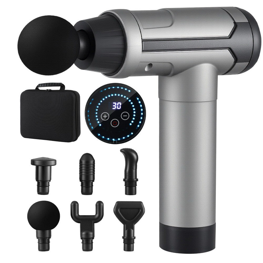 Everfit Massage Gun 30 Speed 6 Heads Vibration Muscle Massager Chargeable Black MG-B-2000-6H-BK