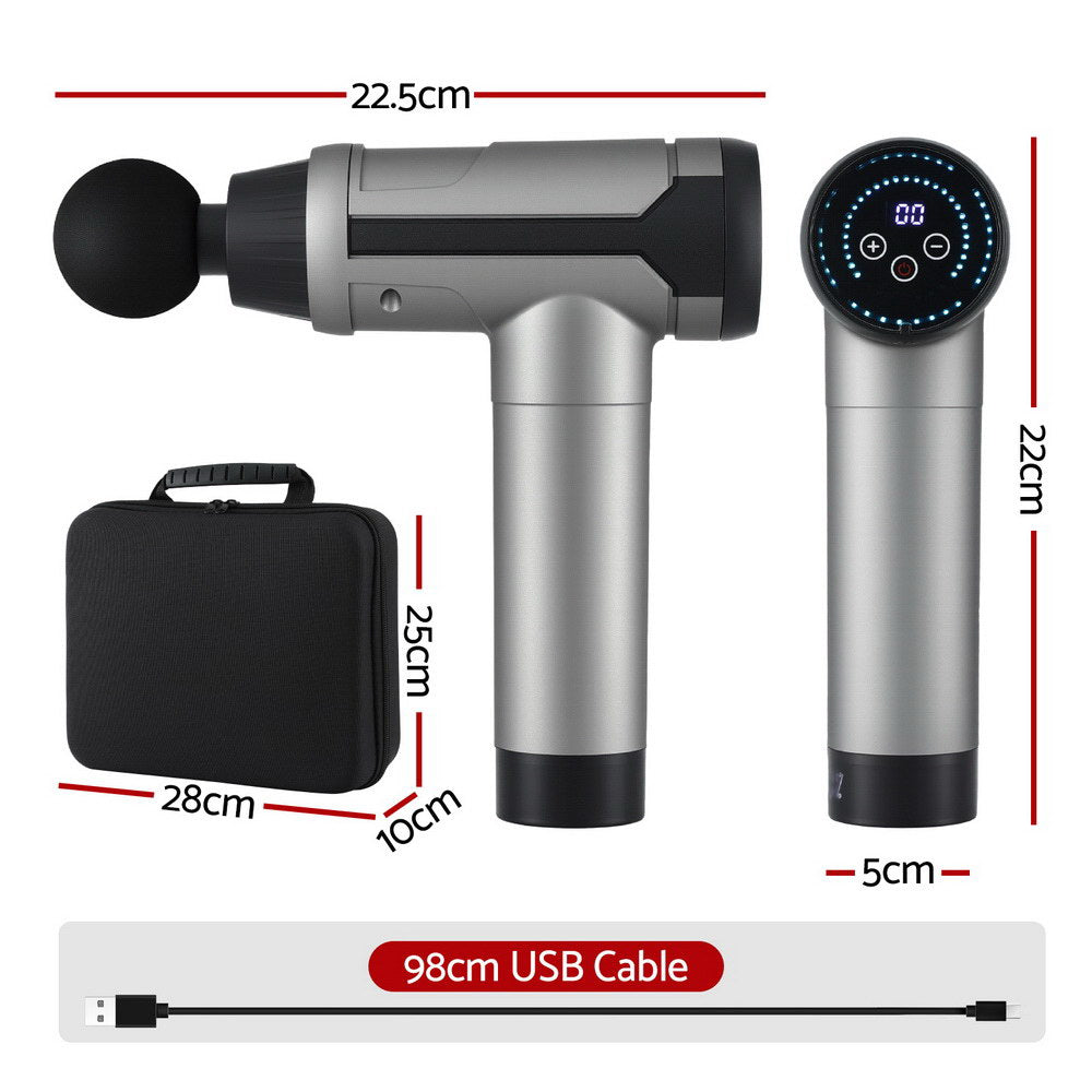 Everfit Massage Gun 30 Speed 6 Heads Vibration Muscle Massager Chargeable Black MG-B-2000-6H-BK