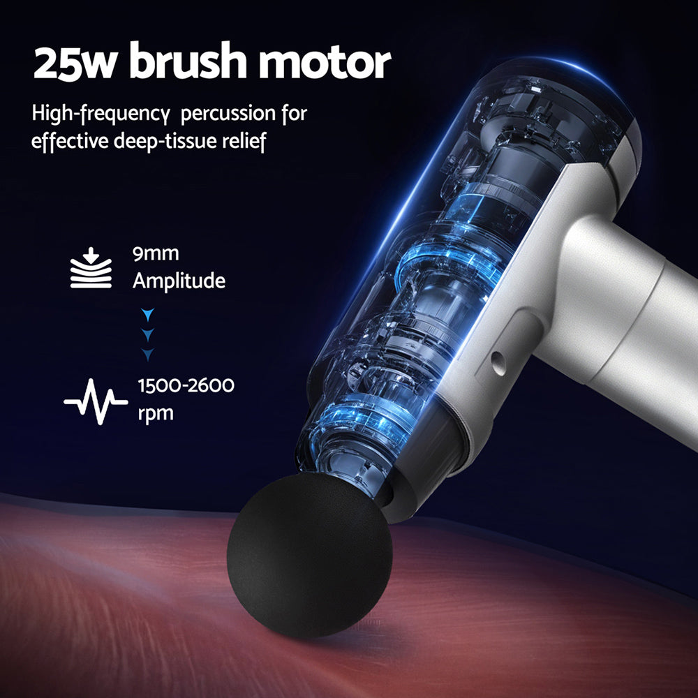 Everfit Massage Gun 30 Speed 6 Heads Vibration Muscle Massager Chargeable Black MG-B-2000-6H-BK