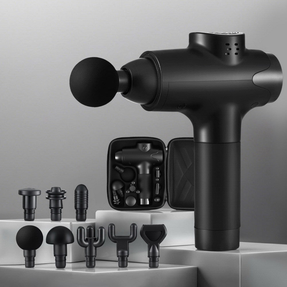 Everfit Massage Gun 30 Speed 8 Heads Vibration Muscle Massager Chargeable Black MG-B-2500-8H-BK