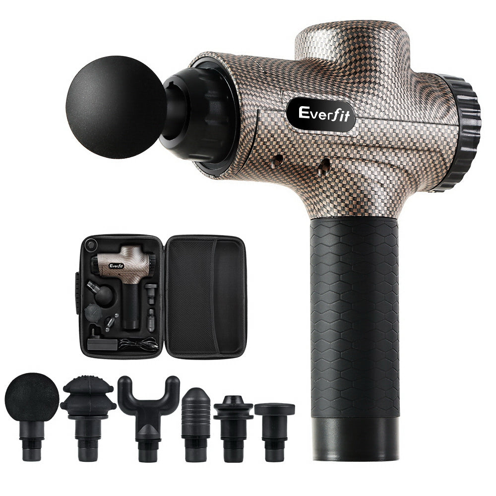 Everfit Massage Gun 6 Heads Massager Electric LCD Vibration Relief Percussion MG-M2-BG