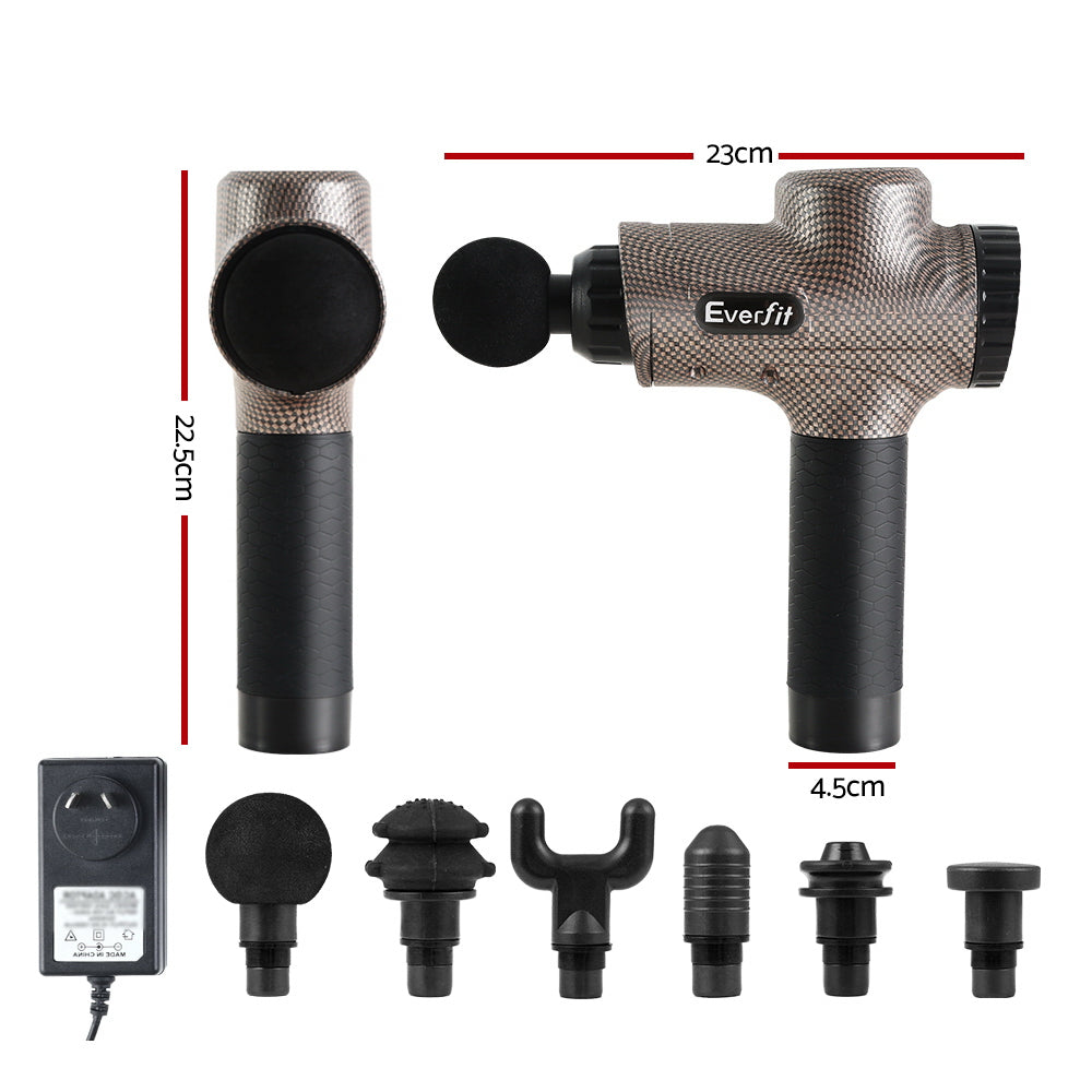 Everfit Massage Gun 6 Heads Massager Electric LCD Vibration Relief Percussion MG-M2-BG