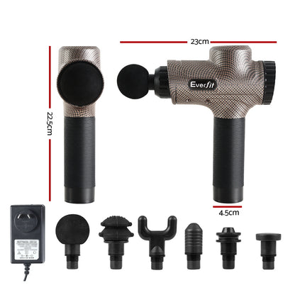 Everfit Massage Gun 6 Heads Massager Electric LCD Vibration Relief Percussion MG-M2-BG