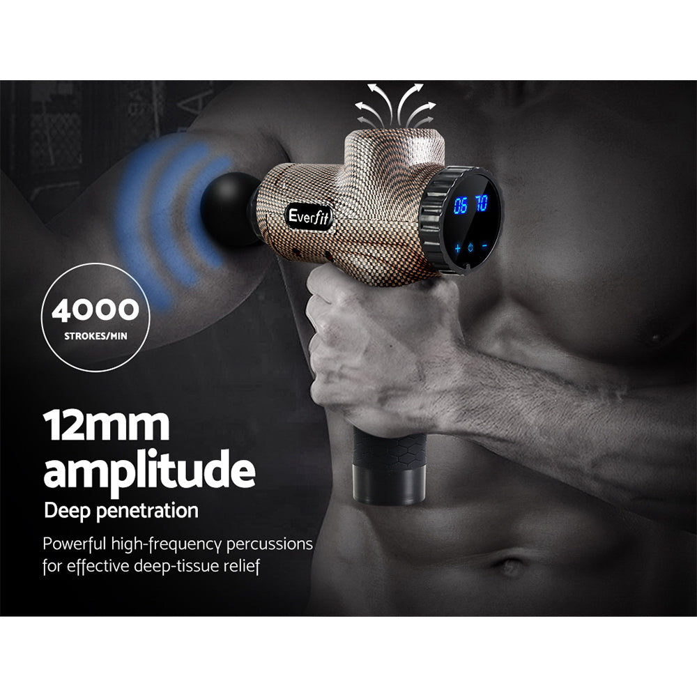 Everfit Massage Gun 6 Heads Massager Electric LCD Vibration Relief Percussion MG-M2-BG