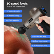 Everfit Massage Gun 6 Heads Massager Electric LCD Vibration Relief Percussion MG-M2-BG
