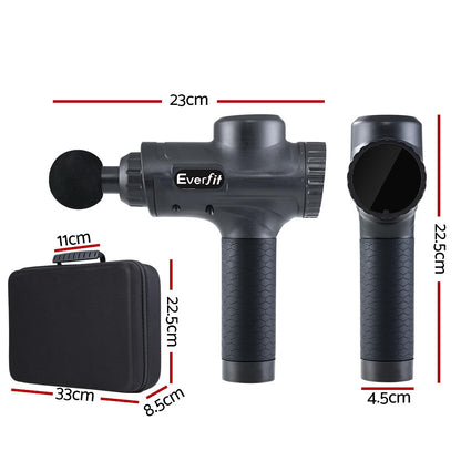 Everfit Massage Gun 30 Speed 6 Heads Vibration Muscle Massager Chargeable Black MG-M2-BK