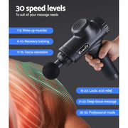 Everfit Massage Gun 30 Speed 6 Heads Vibration Muscle Massager Chargeable Black MG-M2-BK
