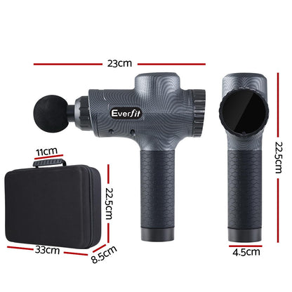Everfit Massage Gun 30 Speed 6 Heads Vibration Muscle Massager Chargeable Grey MG-M2-CB