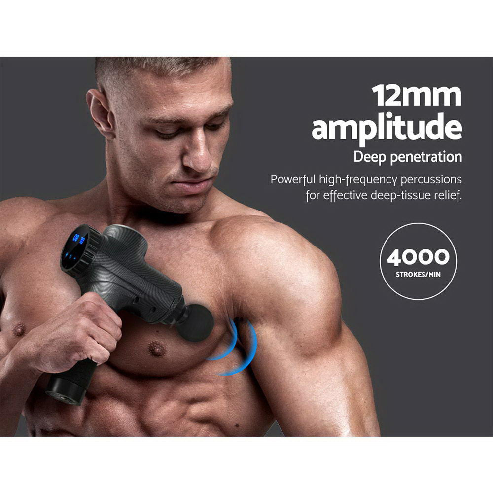 Everfit Massage Gun 30 Speed 6 Heads Vibration Muscle Massager Chargeable Grey MG-M2-CB