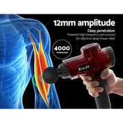Everfit Massage Gun 30 Speed 6 Heads Vibration Muscle Massager Chargeable Red MG-M2-RD