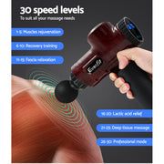 Everfit Massage Gun 30 Speed 6 Heads Vibration Muscle Massager Chargeable Red MG-M2-RD