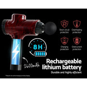 Everfit Massage Gun 30 Speed 6 Heads Vibration Muscle Massager Chargeable Red MG-M2-RD