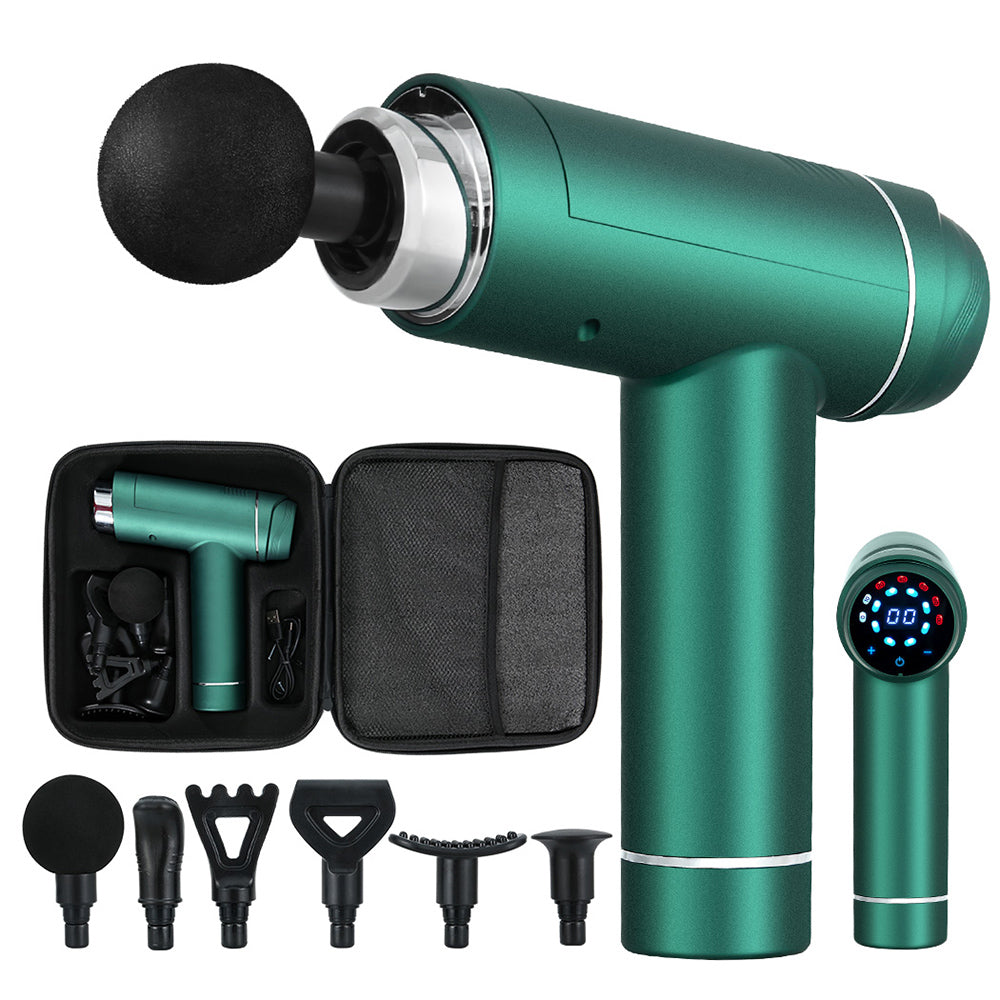 Everfit Massage Gun 30 Speed 6 Heads Vibration Muscle Massager Chargeable Green MG-M2000-GN