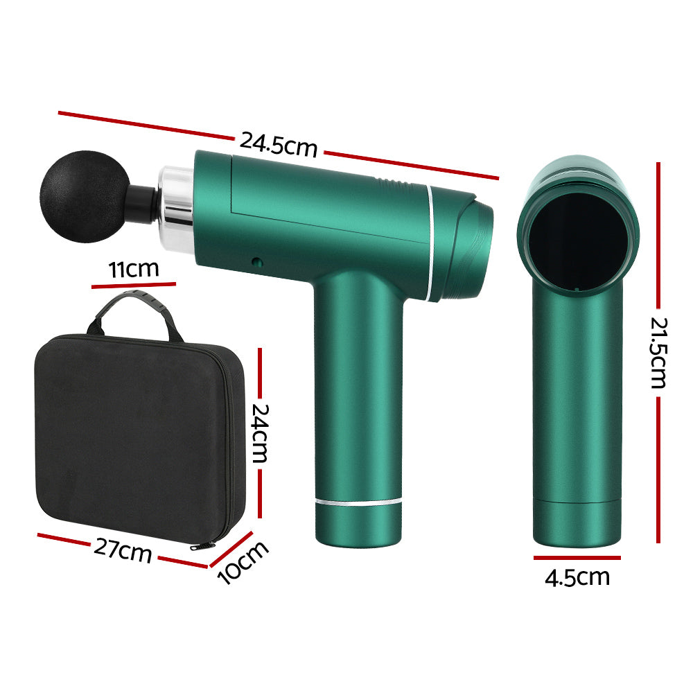 Everfit Massage Gun 30 Speed 6 Heads Vibration Muscle Massager Chargeable Green MG-M2000-GN