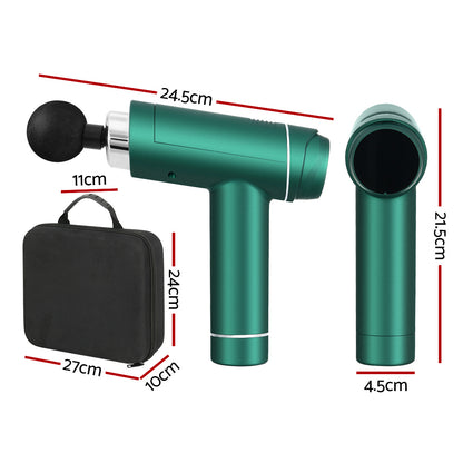 Everfit Massage Gun 30 Speed 6 Heads Vibration Muscle Massager Chargeable Green MG-M2000-GN