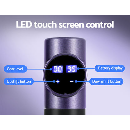 Everfit 30 Speed Massage Gun 4 Heads Vibration Muscle Massager Chargeable Purple MG-M2000-PP