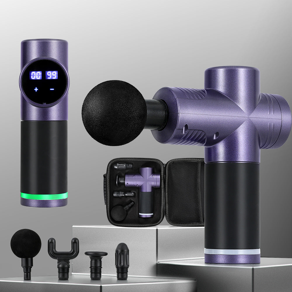 Everfit 30 Speed Massage Gun 4 Heads Vibration Muscle Massager Chargeable Purple MG-M2000-PP