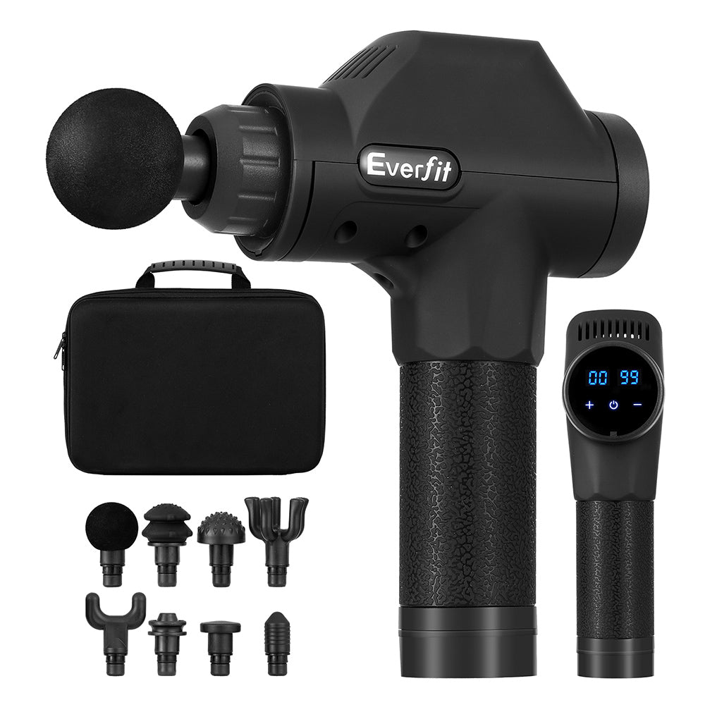 Everfit Massage Gun 30 Speed 8 Heads Chargeable Black MG-M2600-BK