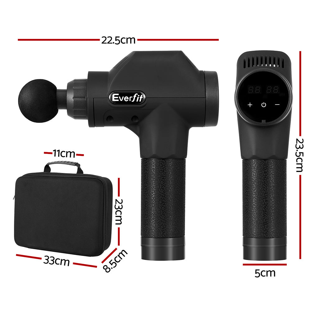 Everfit Massage Gun 30 Speed 8 Heads Chargeable Black MG-M2600-BK