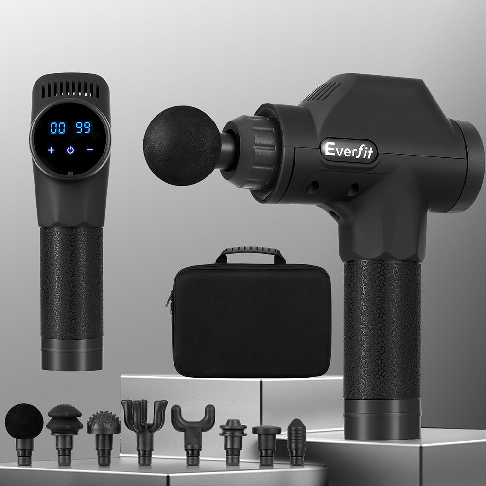 Everfit Massage Gun 30 Speed 8 Heads Chargeable Black MG-M2600-BK
