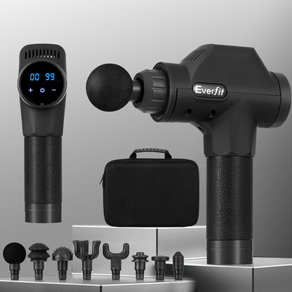 Everfit Massage Gun 30 Speed 8 Heads Chargeable Black MG-M2600-BK