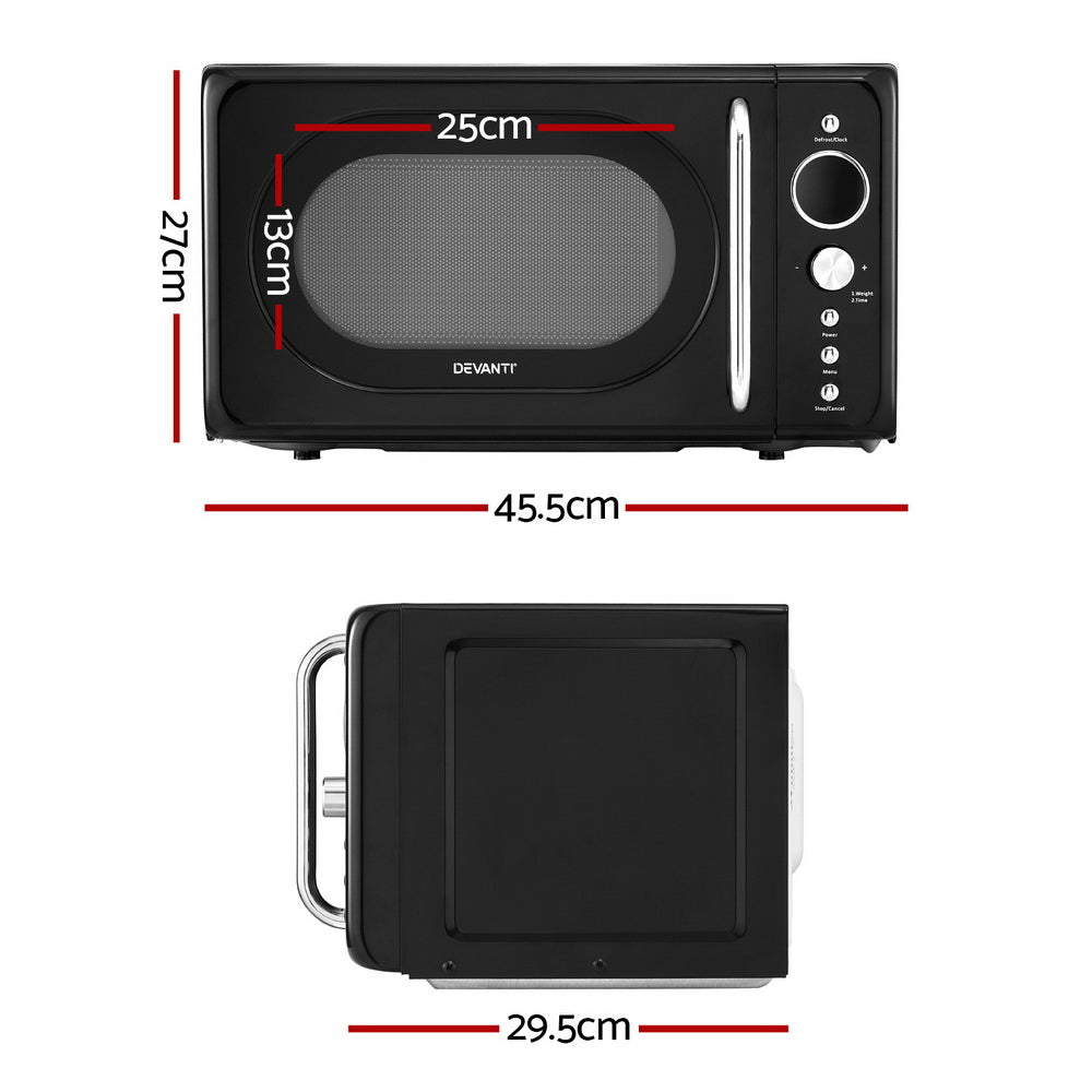 Devanti 20L Microwave Oven 700W Black MIO-EF20L-BK