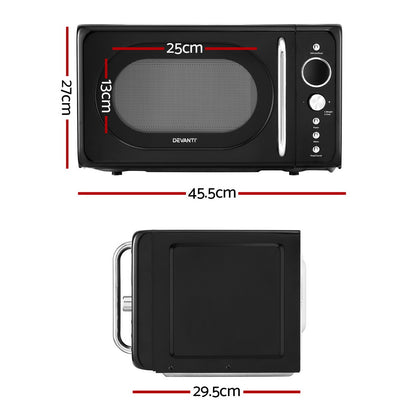 Devanti 20L Microwave Oven 700W Black MIO-EF20L-BK