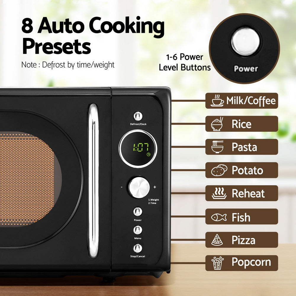 Devanti 20L Microwave Oven 700W Black MIO-EF20L-BK