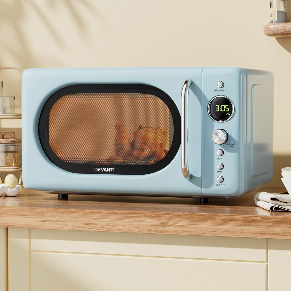 Devanti 20L Microwave Oven 800W Blue MIO-EF20L-BL