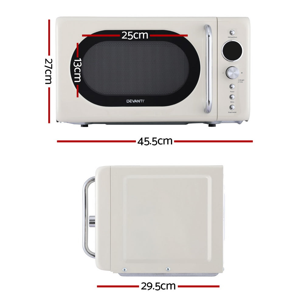 Devanti 20L Microwave Oven 700W Cream MIO-EF20L-CR