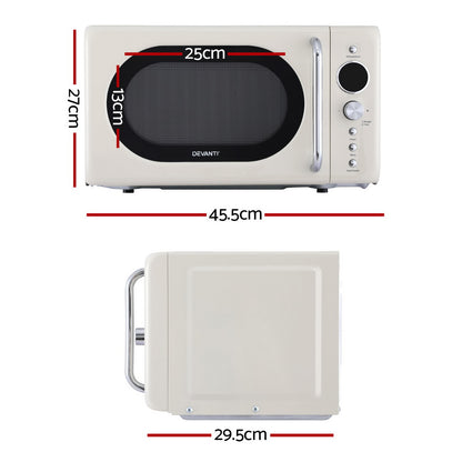 Devanti 20L Microwave Oven 700W Cream MIO-EF20L-CR