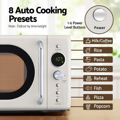 Devanti 20L Microwave Oven 700W Cream MIO-EF20L-CR