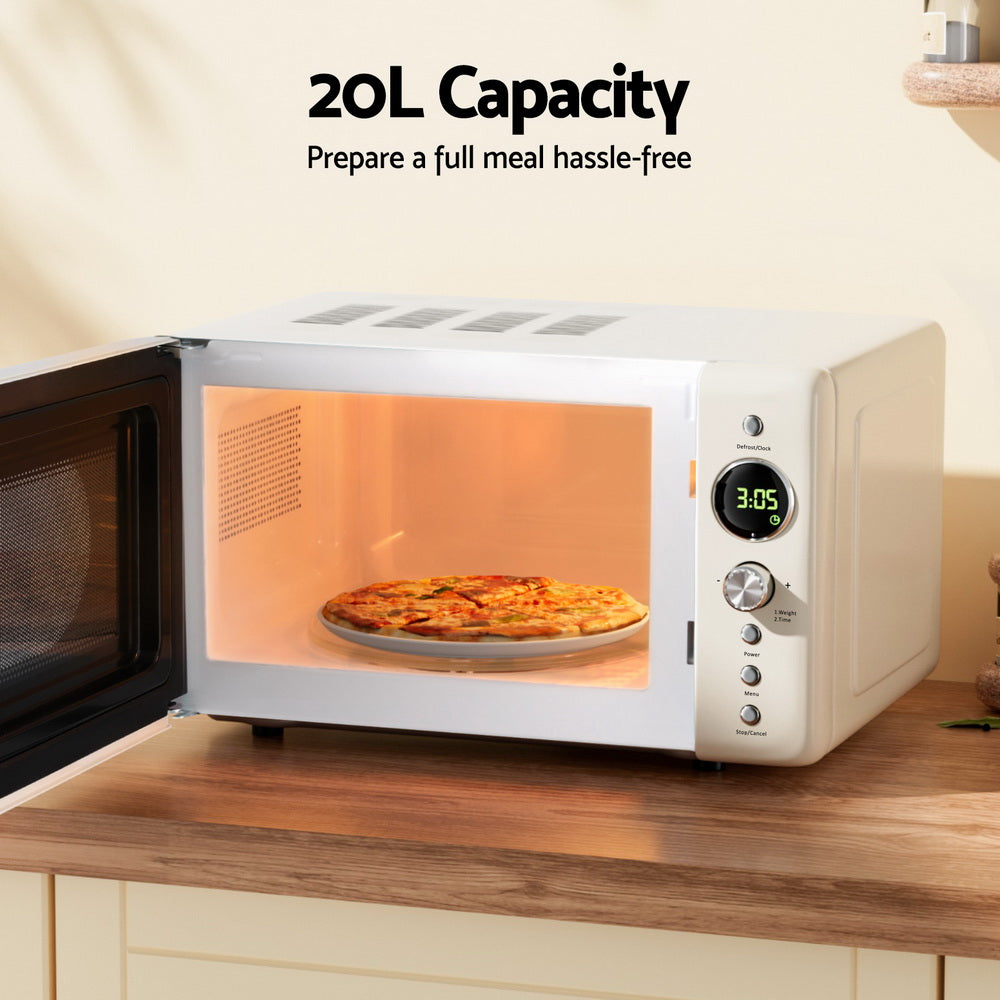 Devanti 20L Microwave Oven 700W Cream MIO-EF20L-CR