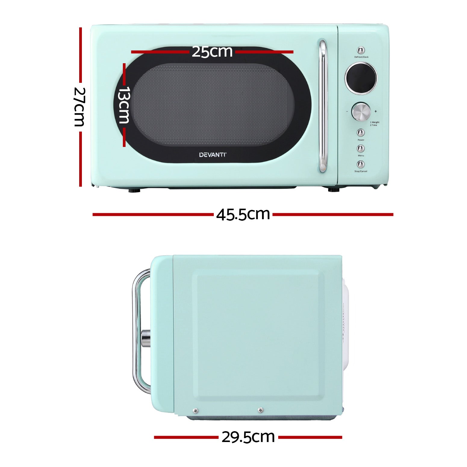 Devanti 20L Microwave Oven 700W Green MIO-EF20L-GN