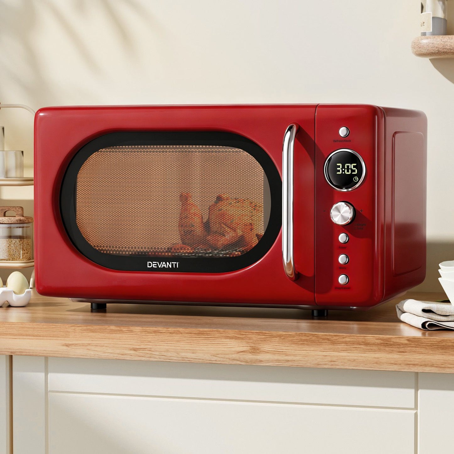 Devanti 20L Microwave Oven 700W Red MIO-EF20L-RD