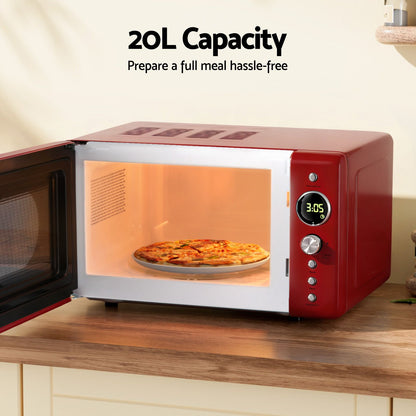 Devanti 20L Microwave Oven 700W Red MIO-EF20L-RD