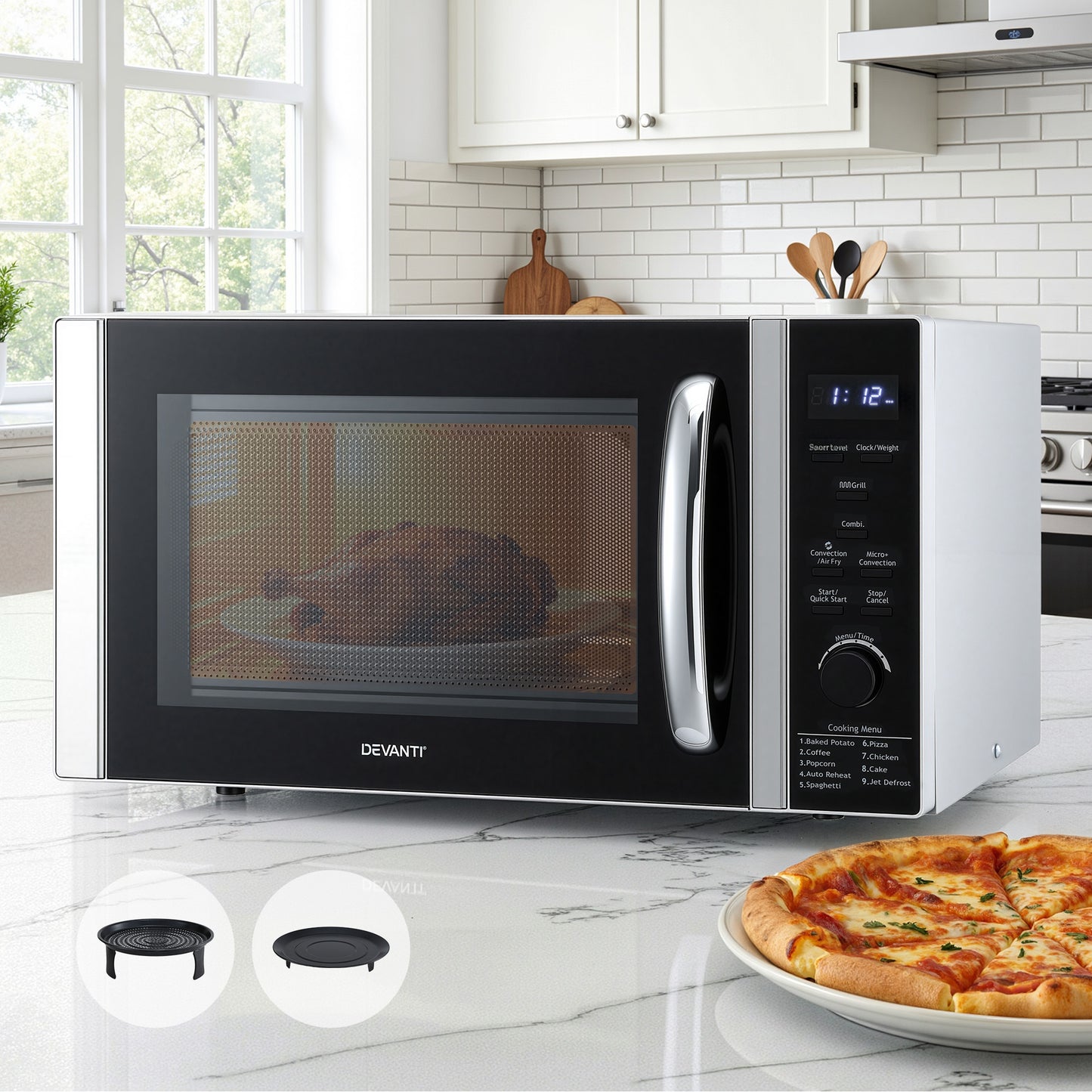Devanti 30L Microwave Oven 4-IN-1 Air Fryer Convection Grill MIO-H3-BK