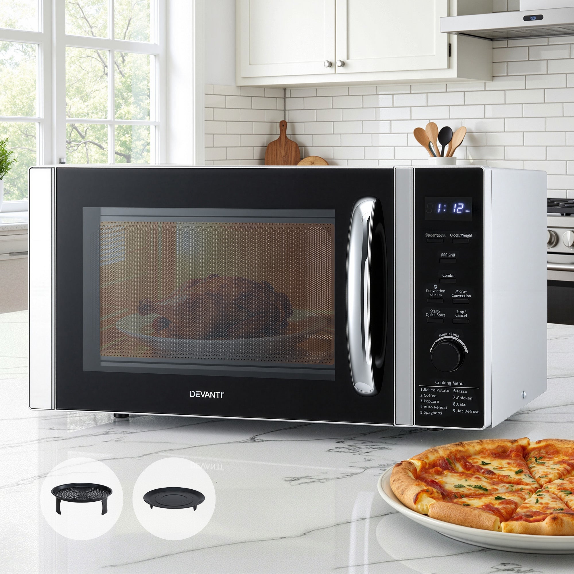 Devanti 30L Microwave Oven 4-IN-1 Air Fryer Convection Grill MIO-H3-BK