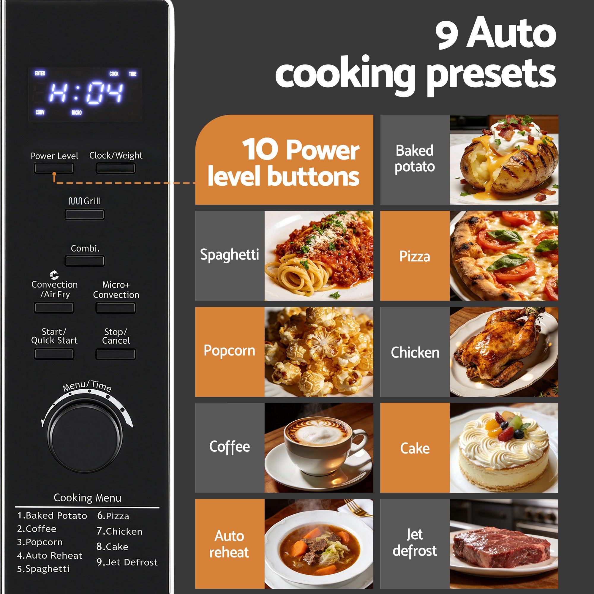 Devanti 30L Microwave Oven 4-IN-1 Air Fryer Convection Grill MIO-H3-BK