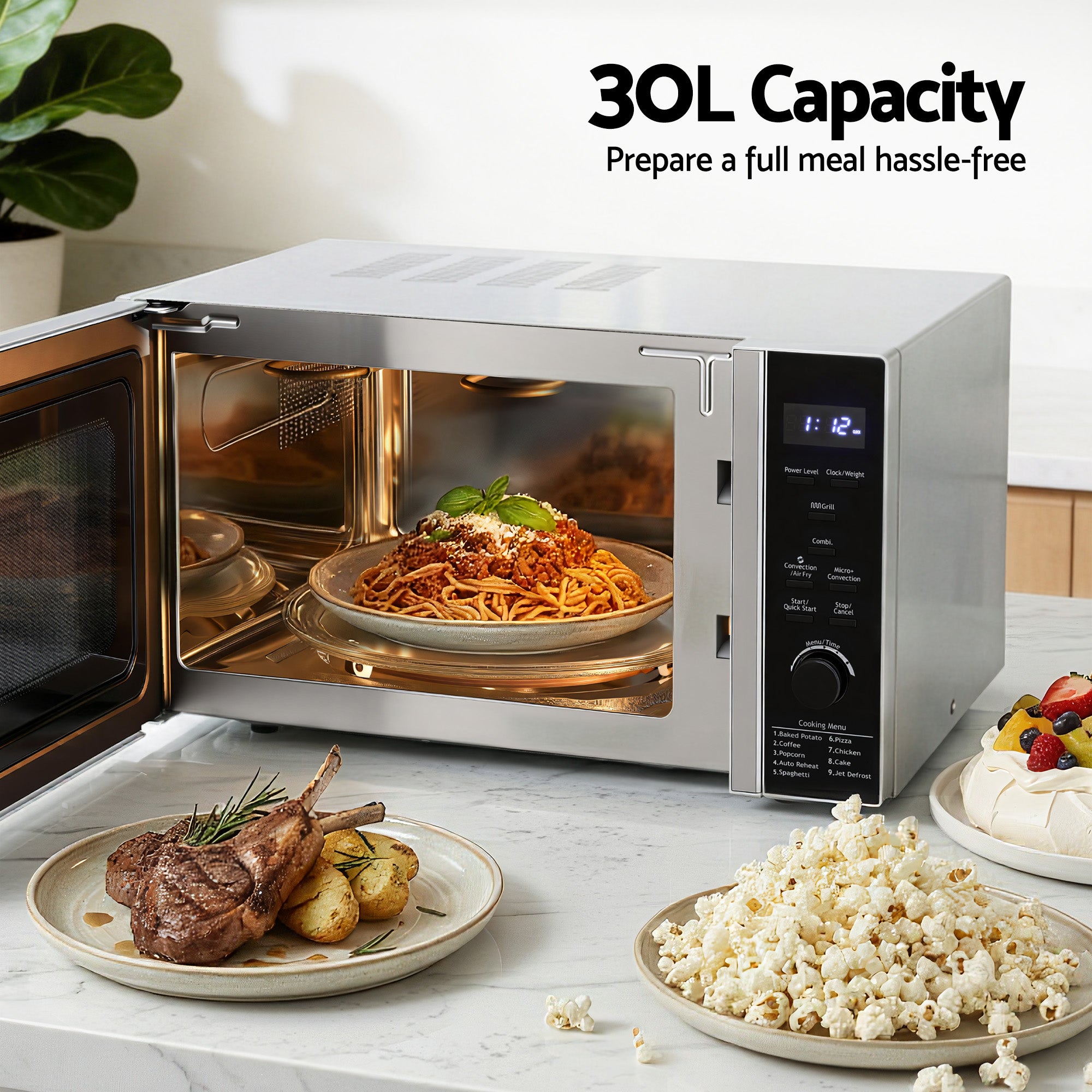 Devanti 30L Microwave Oven 4-IN-1 Air Fryer Convection Grill MIO-H3-BK