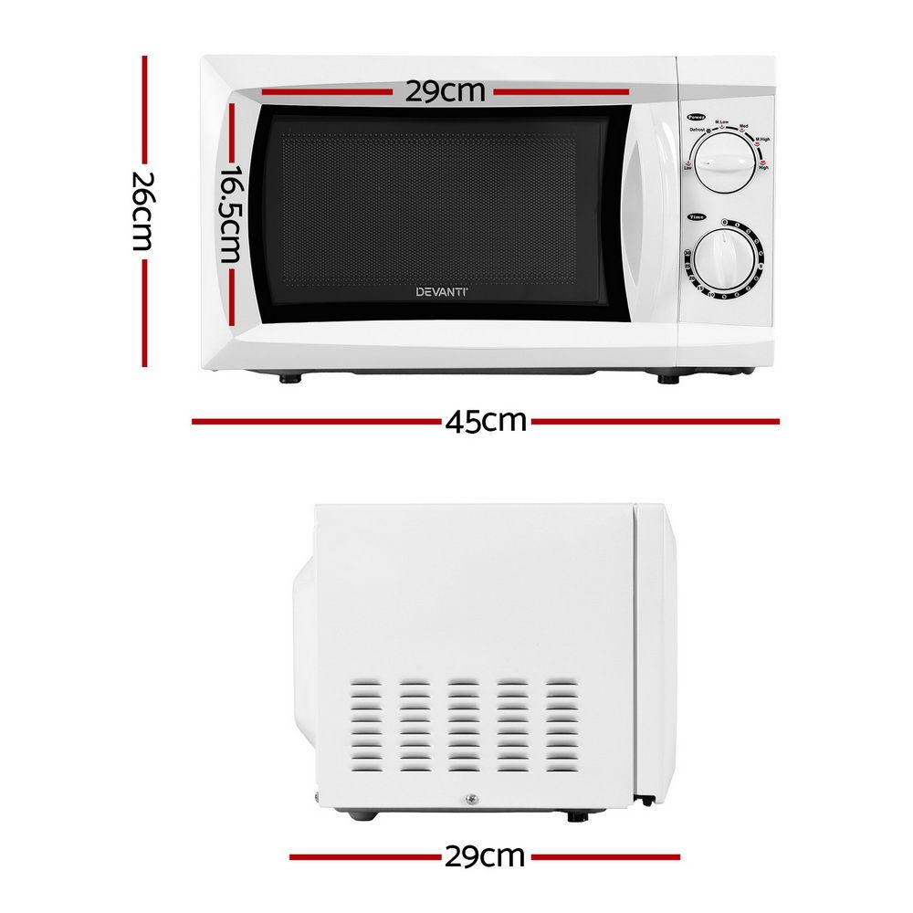Devanti 20L Microwave Oven 800W White MIO-M20L-WH