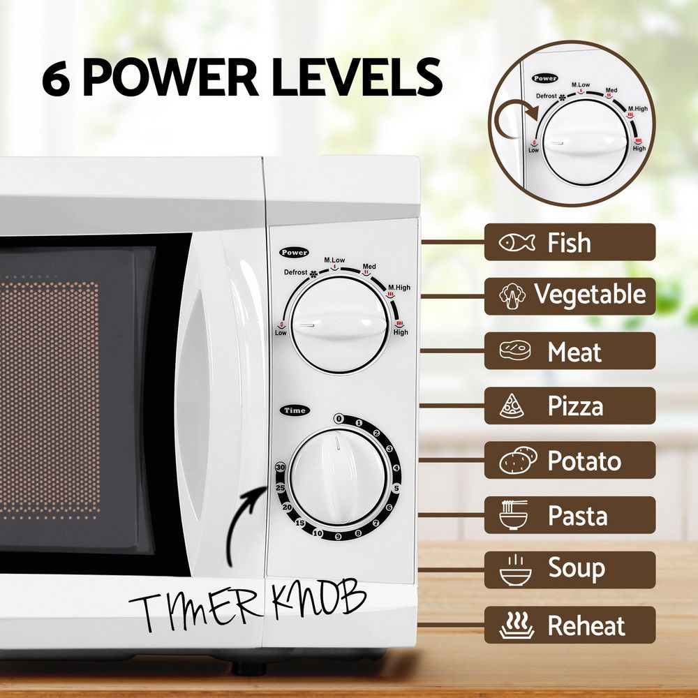Devanti 20L Microwave Oven 800W White MIO-M20L-WH