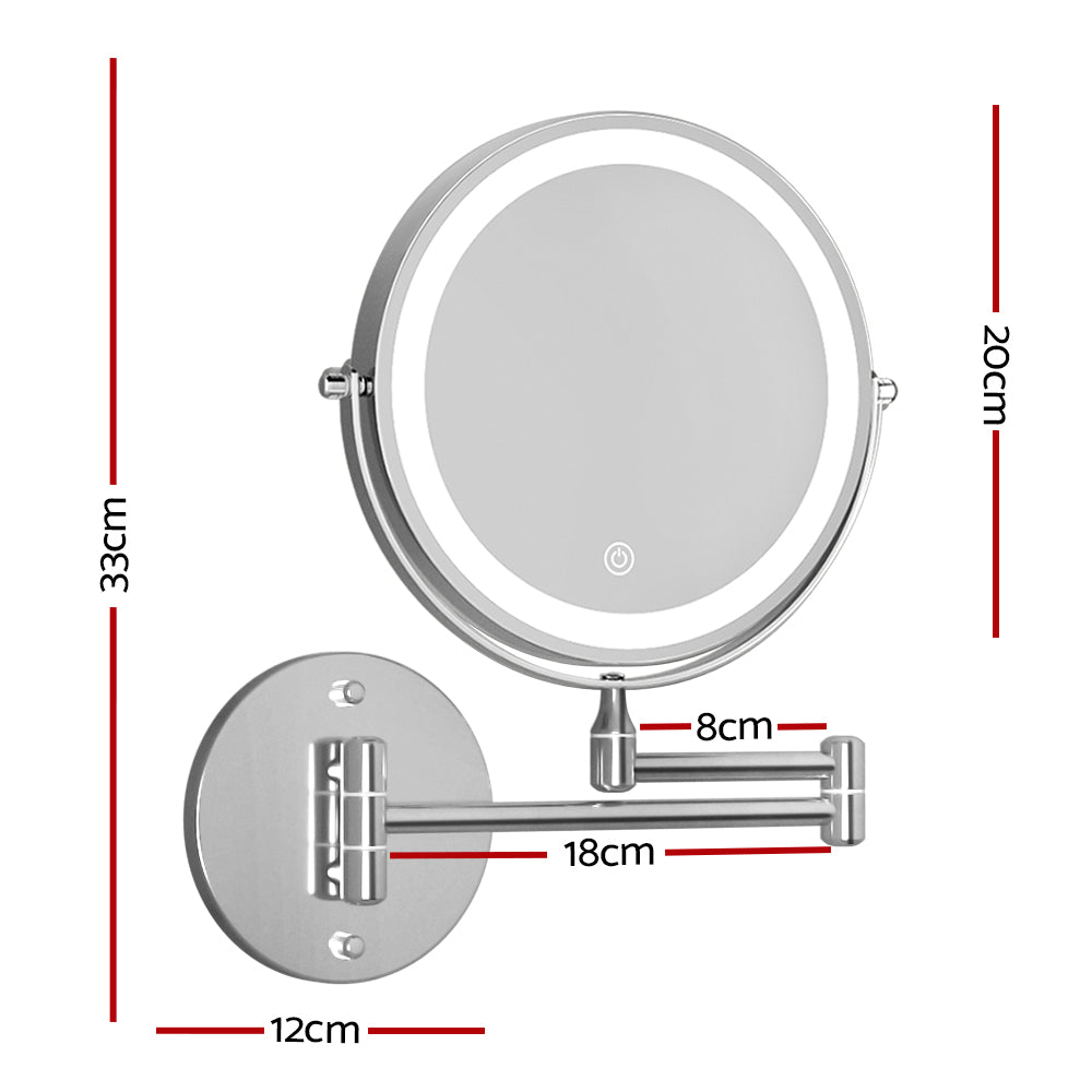 Embellir Extendable Makeup Mirror 10X Magnifying Double-Sided Bathroom Silver MM-E-EXTEN-10X-LED-7IN