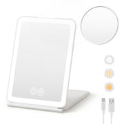 Embellir Portable Travel Makeup Mirror Rechargeable Makeup Mirror with Lights 10x Magnifier White MM-E-FOLD-10X-LED-WH
