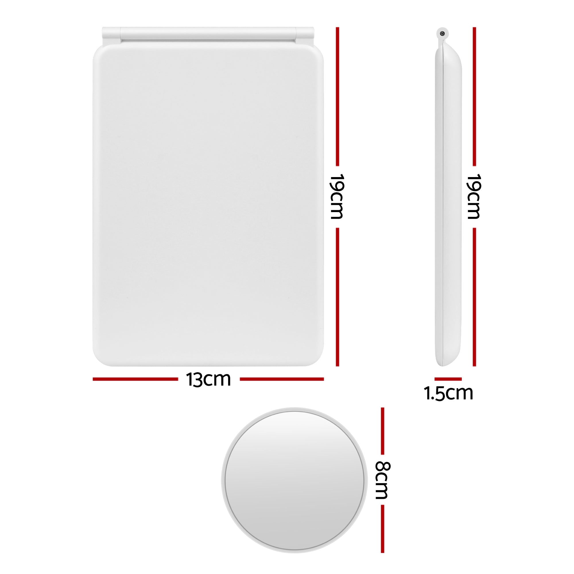 Embellir Portable Travel Makeup Mirror Rechargeable Makeup Mirror with Lights 10x Magnifier White MM-E-FOLD-10X-LED-WH