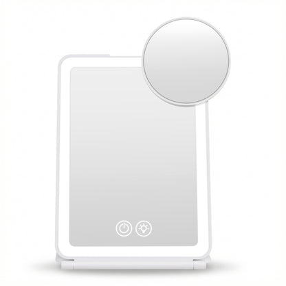 Embellir Portable Travel Makeup Mirror Rechargeable Makeup Mirror with Lights 10x Magnifier White MM-E-FOLD-10X-LED-WH